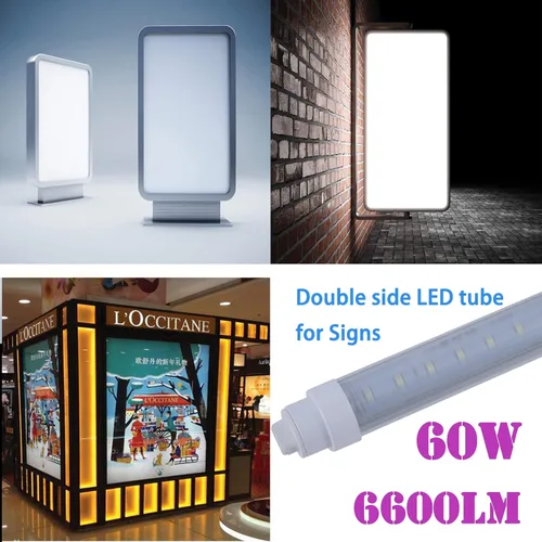 Miniatura 2 de Paquete de 6 T10 7FT 60W LED Tubo de luz de tienda de luz de doble cara 360° giratorio R17D Base Ballast Bypass 7 pies Anuncio Señal Iluminación 2