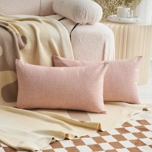 Miniatura 36 de Fundas de almohada decorativas Demetex grises 18x18, fundas de almohada cuadradas de lino para sofá, fundas de almohada estilo granja para cama