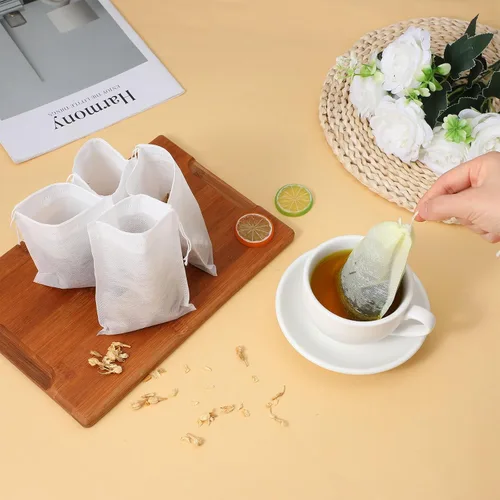 Miniatura 7 de 800 bolsas de filtro de té desechables de 4 x 6 pulgadas con cordón, para té de hojas sueltas, café frío, té helado, especias, preparación casera