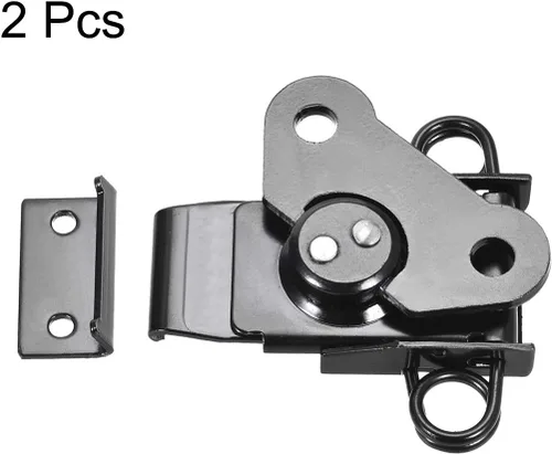 Miniatura 3 de uxcell Abrazadera de palanca de cierre de mariposa con resorte de hierro de 2.24 pulgadas para caja de caja - 2 piezas (negro)