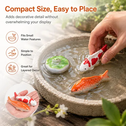 Miniatura 6 de Toddmomy Figuras flotantes de peces Koi, 3 piezas, adornos realistas de cerámica para acuario para peceras y estanques de jardín, accesorios