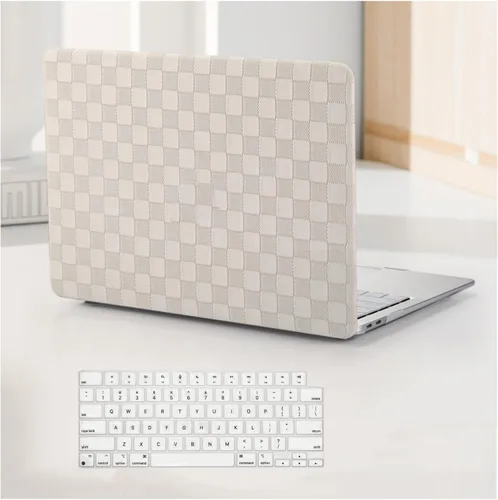 Miniatura 19 de Funda a cuadros para MacBook Air de 13 pulgadas M5 M4 M3 M2 2026-2022 A3240 A3113 A2681, piel a cuadros con textura a cuadros para MacBook Air 13.6
