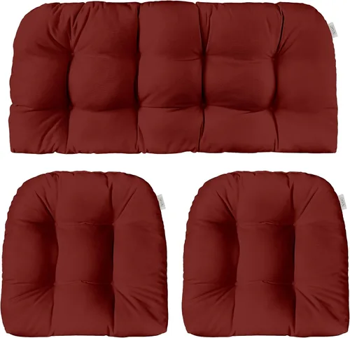 Miniatura 17 de RSH DECOR: Sunbrella - Juego de 3 cojines de mimbre copetudos 41 x 19 pulgadas y 19 x 19 pulgadas Fabricado con tela de rendimiento Sunbrella