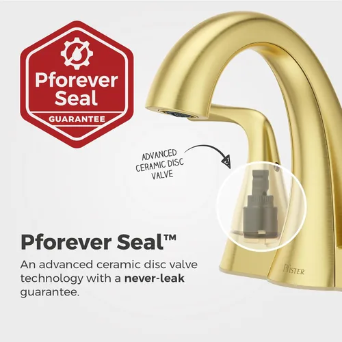 Miniatura 4 de Pfister Willa LF048MALBG - Grifo de lavabo de baño de 4 pulgadas, 2 manijas y 3 agujeros, certificado NSF, acabado dorado cepillado con drenaje