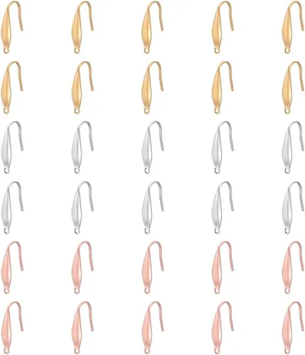 UNICRAFTALE 30 ganchos de acero inoxidable 316 de 3 colores, alambre de oreja de agujero pequeño de 0.047 pulgadas (0.047 in), color mixto para