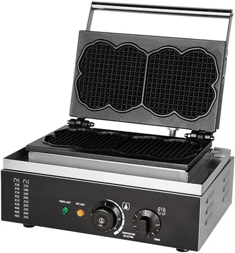 Miniatura 10 de Máquina de gofres comercial, máquina eléctrica antiadherente de 1550 W con revestimiento de teflón, horneador de gofres ajustable de 122-572 ℉