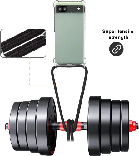 Miniatura 2 de para Google Pixel 6a Funda con Correa Ajustable para Cuello, Hombro y Cruzada Transparente Funda Móvil Duradera, Suave y delgada de Ajuste Perfecto