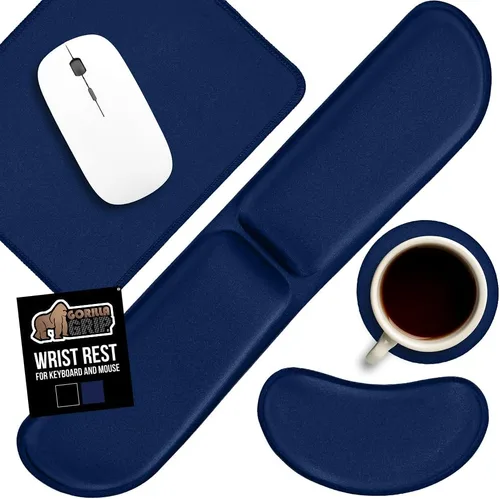 Miniatura 17 de GORILLA GRIP Reposamuñecas de teclado de espuma viscoelástica sedosa para computadora y mouse, almohadilla de soporte ergonómica para escribir, Negro