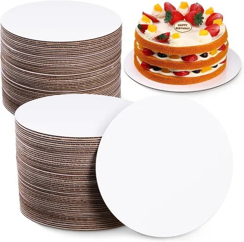 Miniatura 9 de Paquete de 50 tablas para tartas, tableros redondos de cartón blanco, base de cartón circular, base de cartón desechable a prueba de aceite