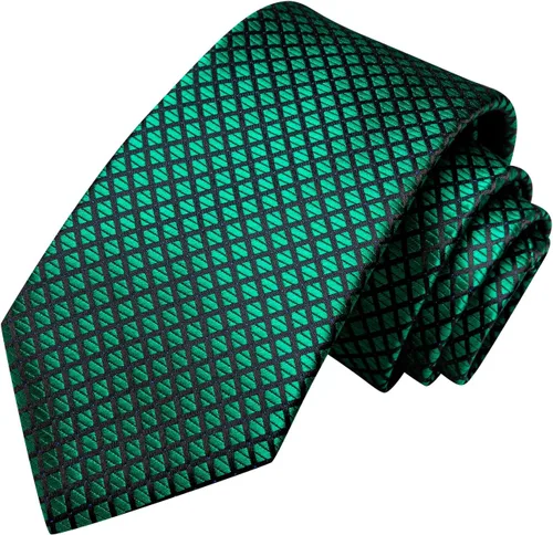 Miniatura 100 de Hi-Tie Corbata clásica de cachemira para hombre con pañuelo y gemelos a cuadros