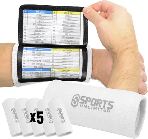 Miniatura 77 de Sports Unlimited Banda Instructora Triple para Adultos, Muñequeras de Fútbol para Jugadas, Muñequeras de Béisbol, Bandas de Brazo QB Negro
