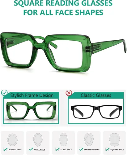 Miniatura 4 de Eyekepper Gafas cuadradas para mujer, paquete de 5 lentes elegantes para mujer