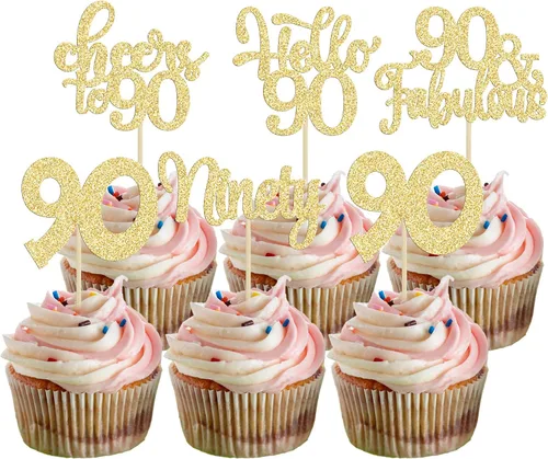 Miniatura 22 de 30 piezas Adornos para pastel de cumpleaños de 6 años, seis brillos, hola 6, púas para cupcakes, felicitaciones a los 6 años, decoraciones