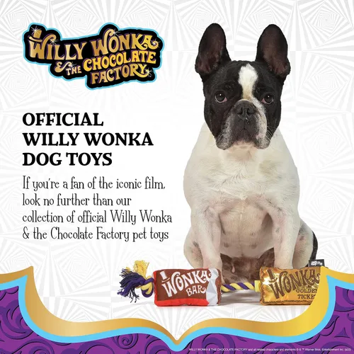 Miniatura 2 de WILLY WONKA Pets Wonka Bar - Juguete de cuerda dorada de peluche para boletos – Juguete multisensorial de lujo para mascotas, regalos de moda