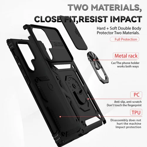 Miniatura 8 de Funda para Samsung Galaxy S22 Ultra con cubierta para lente de cámara, protector de pantalla HD, probado contra caídas de grado militar, soporte
