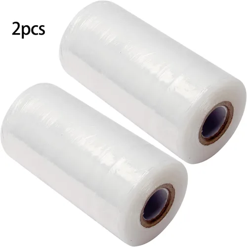 Miniatura 4 de 2 rollos de película elástica preestirada de 5.91 pulgadas x 656.2 ft/656.16 pies, plástico transparente para mudanza y embalaje, envoltura elástica