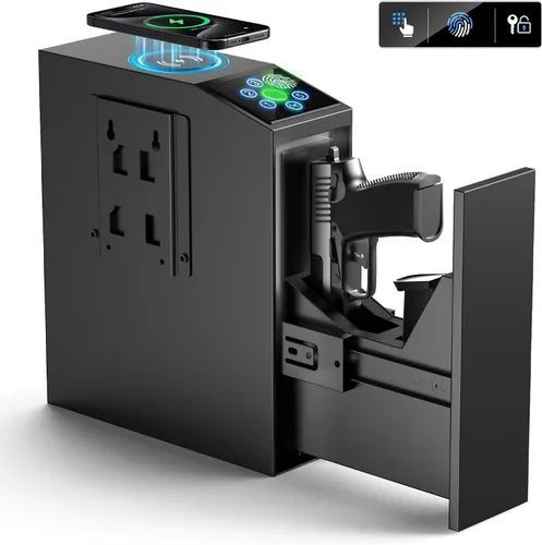Miniatura 7 de Caja fuerte para pistola, biométrica para pistolas, acceso rápido para armas de fuego, huella dactilar, teclado, caja de bloqueo para pistola