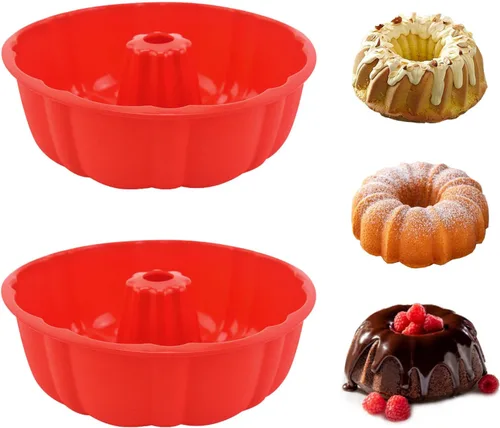 Miniatura 7 de PADELE Paquete de 2 moldes de silicona antiadherentes, 10 pulgadas, moldes de silicona para pasteles, molde para hornear para gelatina, gelatina