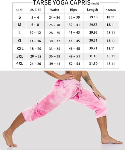 Miniatura 4 de TARSE - Pantalones capri de yoga para mujer, holgados, suaves, con cordón, pantalones deportivos casuales con bolsillos