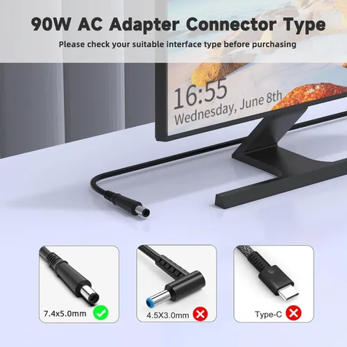 Miniatura 4 de Cable de alimentación de 90 W y 65 W compatible con HP Pavilion todo en uno de 18 pulgadas, 19 pulgadas, 20 pulgadas, 21 pulgadas, 22 pulgadas, 23
