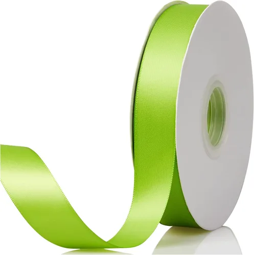 Miniatura 34 de Cinta de satén de doble cara verde manzana de 1-1/2 x 50 yardas, rollos de cinta de tela de alta densidad de color sólido, ideal para envolver
