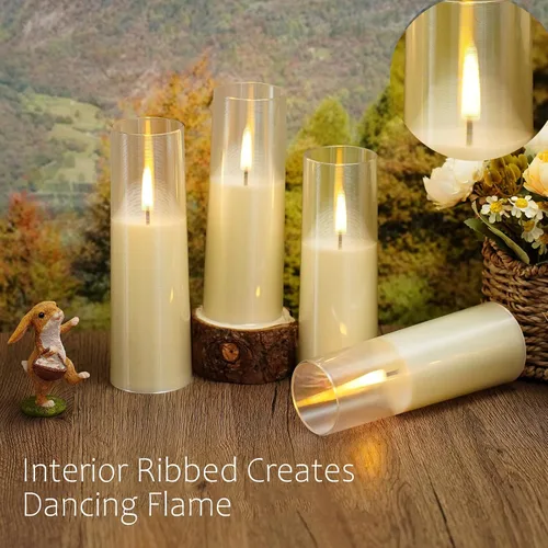 Miniatura 3 de MUMCHASI 8 piezas de velas sin llama, velas operadas por batería, velas LED parpadeantes con control remoto, llama danzante realista, diseño