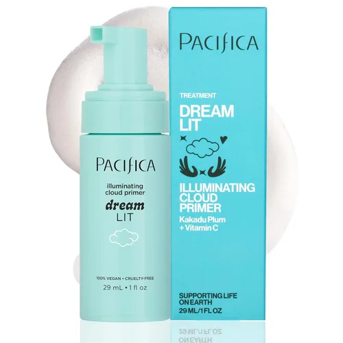 Pacifica Dreamlit - Imprimación espumosa iluminadora con vitamina C y ácido hialurónico, base hidratante de maquillaje facial iluminadora para un