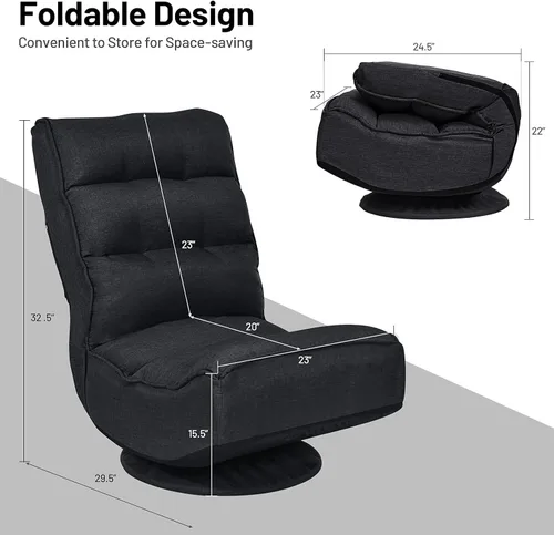 Miniatura 3 de Giantex - Silla gamer giratoria de 360 grados, silla plegable ajustable con 6 posiciones, soporte de resorte de hasta 136 kg, respaldo acolchado