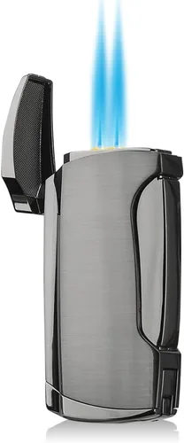 Encendedor de antorcha de llama de doble chorro (níquel negro)