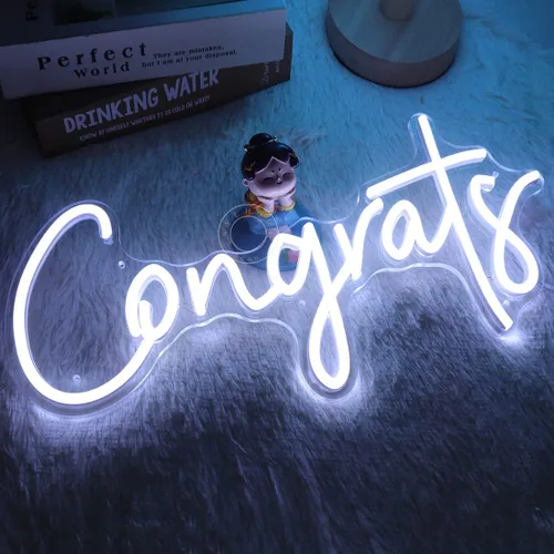 Miniatura 6 de SYLHOME Congrats - Letrero de luz LED de neón para boda, fiesta de cumpleaños, graduación, fondo, decoración de pared, celebración, banquete