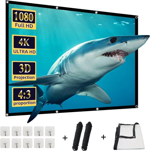 Miniatura 11 de Pantalla de proyector, pantalla de proyección frontal trasera portátil plegable de 84 pulgadas, para interiores y exteriores, 4K 16:9 HD, pantalla