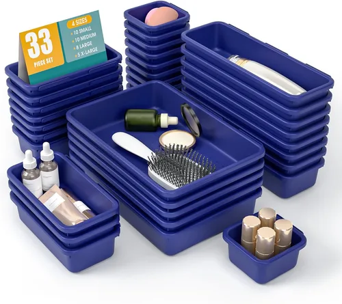 Miniatura 27 de Juego de 6 organizadores de cajones, organizador divisor de cajones de maquillaje de 3 tamaños con almohadillas antideslizantes, contenedores