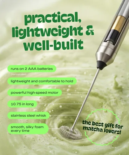 Miniatura 5 de Matcha DNA Varita espumadora de leche de mano. Batidor eléctrico de matcha de acero inoxidable, ligero. Mezclador de mano para café, matcha lattes