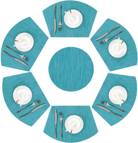 Miniatura 10 de SHACOS Juego de 5 manteles individuales pequeños en forma de cuña con centro de mesa, resistentes al calor, lavables (5, beige)