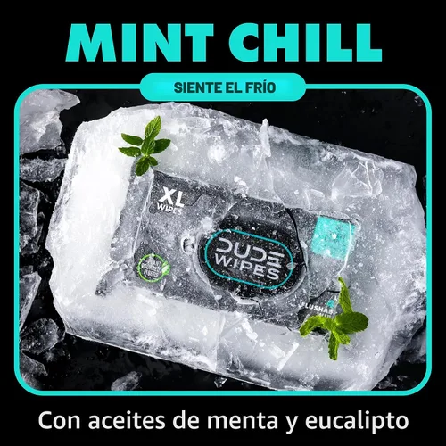 Miniatura 2 de DUDE Toallitas que se Pueden Tirar por el Inodoro - Paquete de 3, 144 Unidades - Mint Chill Extra-Grande con Vitamina E, Aloe, Eucalipto y Aceites