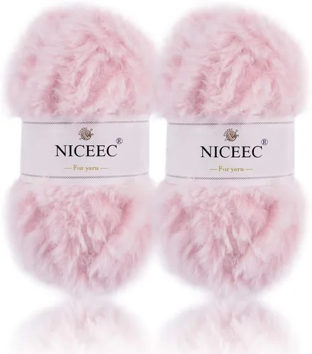 Miniatura 58 de NICEEC Hilo de Pelo Sintético Super Suave, Grueso y Esponjoso, Hilo de Pestañas para Crochet y Tejido (Longitud Total 192m/9.1kg) - Otoño/300g