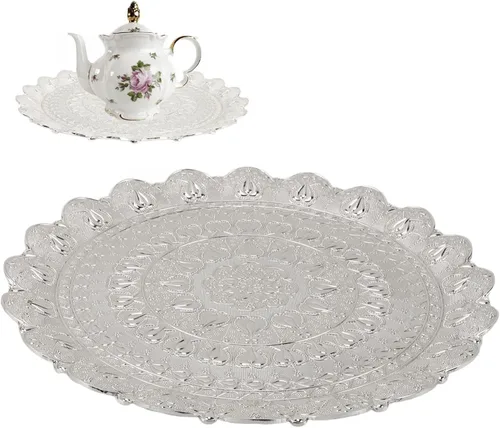 Miniatura 6 de Plato de café, bandeja de café turca dorada para café (plata)