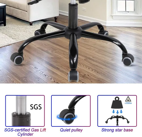 Miniatura 5 de Silla de oficina, silla de escritorio, silla de computadora, ergonómica de malla con respaldo medio con soporte lumbar y reposabrazos, silla Negro