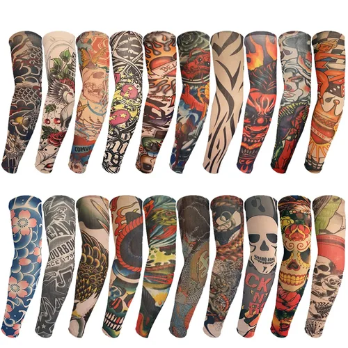ChurlChurl 20 fundas de tatuaje para hombres y mujeres, mangas temporales de protección solar para brazo de tatuaje para hombres y mujeres, kit de