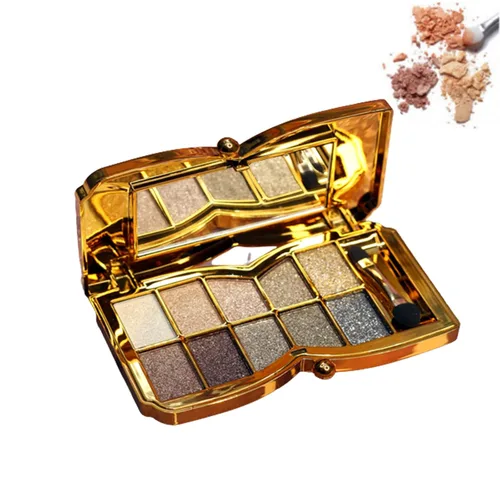 Miniatura 14 de Paleta de sombras de ojos doradas brillantes – 10 colores brillantes sombra de ojos purpurina altamente pigmentada, de larga duración, impermeable