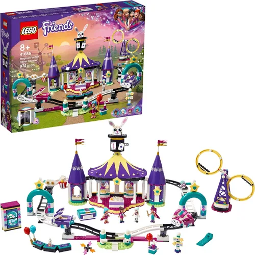 LEGO Friends Magical Funfair - Juego de montaña rusa 41685; juego de simulación para niños que aman los juguetes de parques temáticos; nuevo 2021