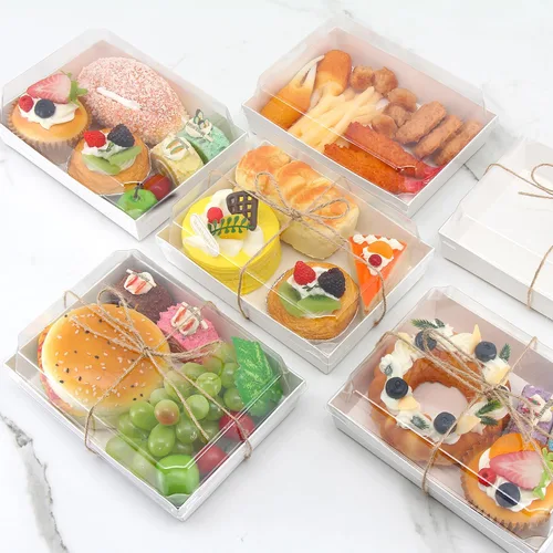 Miniatura 4 de Cajas de charcutería de 7 x 5 x 2.5 pulgadas con tapas transparentes, cajas grandes desechables de postre para panadería, recipientes para llevar