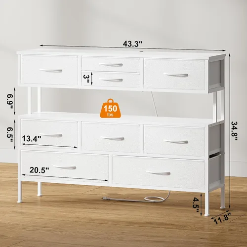 Miniatura 2 de REAHOME Soporte de TV de 43.3 pulgadas para TV de 55 pulgadas, centro de entretenimiento con estación de carga y luz LED, mesa consola multimedia