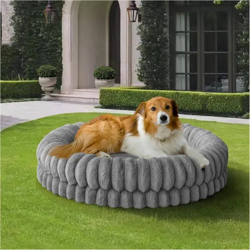 BALANCE Cama de Donut de Lujo para Perros, 36 Pulgadas Camas Redondas para Perros Grandes Lavables, Cama Ortopédica Calmante para Perros con Fondo