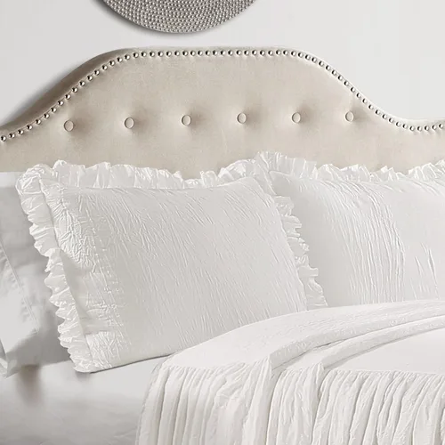 Miniatura 2 de Lush Decor Juego de Colcha con Falda de Volantes - 3 Piezas de Ropa de Cama Lujosa Estilo Granja - Elegante Detalle de Volantes - Estilo Atemporal