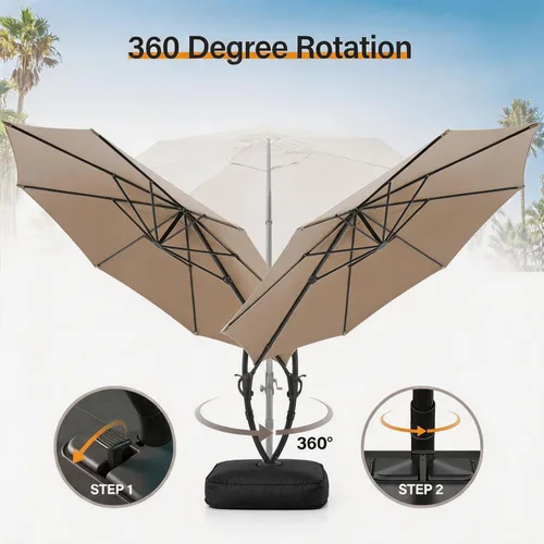 Miniatura 4 de LAUSAINT HOME Outdoor Patio Umbrella with Base included, Deluxe Curvy Cantilever Umbrella Heavy Duty Offset Hanging Umbrella