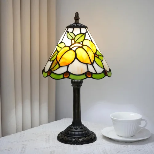 Miniatura 16 de Tiffany - Lámpara de mesa con vitrales de 12 pulgadas, hoja de uva verde, estilo Tiffany, lámpara vintage Nouveau para dormitorio, sala de estar