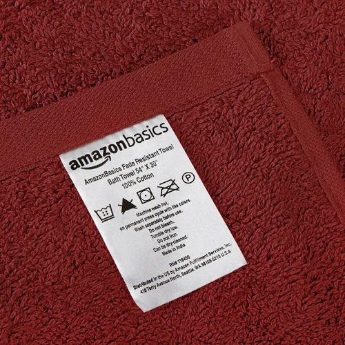 Miniatura 3 de Amazon Basics Juego de toallas de baño suaves, absorbentes, resistentes a la decoloración, 100% algodón, 6 piezas (12 x 12 pulgadas), toallas Carmesí