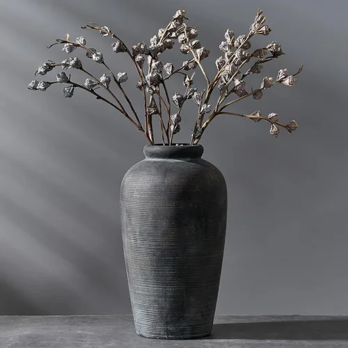 Vaseking Jarrón Grande Cerámico Rústico, 27.9 cm Jarrón Decorativo Minimalista de Granja Jarrón Alto para Decoración del Hogar, Sala de Estar,
