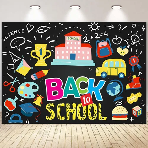 Miniatura 8 de Telón de fondo de pizarra negra para el regreso a clases, fondo de fotografía para el primer día de escuela, accesorios para cabina de fotos